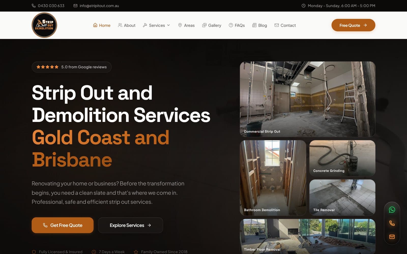 Strip It Out website home page for strip-out and demolition services